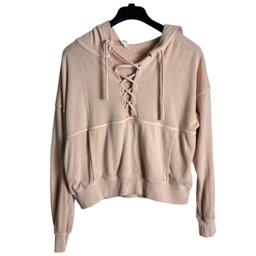 FP Movement Pink Lace Up Hoodie, Size M